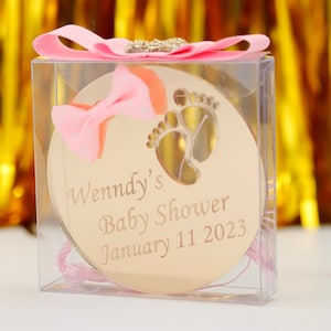 Unique Baby Shower Favor, Baby Feet Magnet Favor, Gold and Silver Mirror, Elegant Favors, First Birthday Favors, Gender Reveal Party