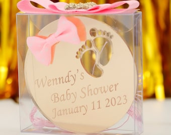 Unique Baby Shower Favor, Baby Feet Magnet Favor, Gold and Silver Mirror, Elegant Favors, First Birthday Favors, Gender Reveal Party