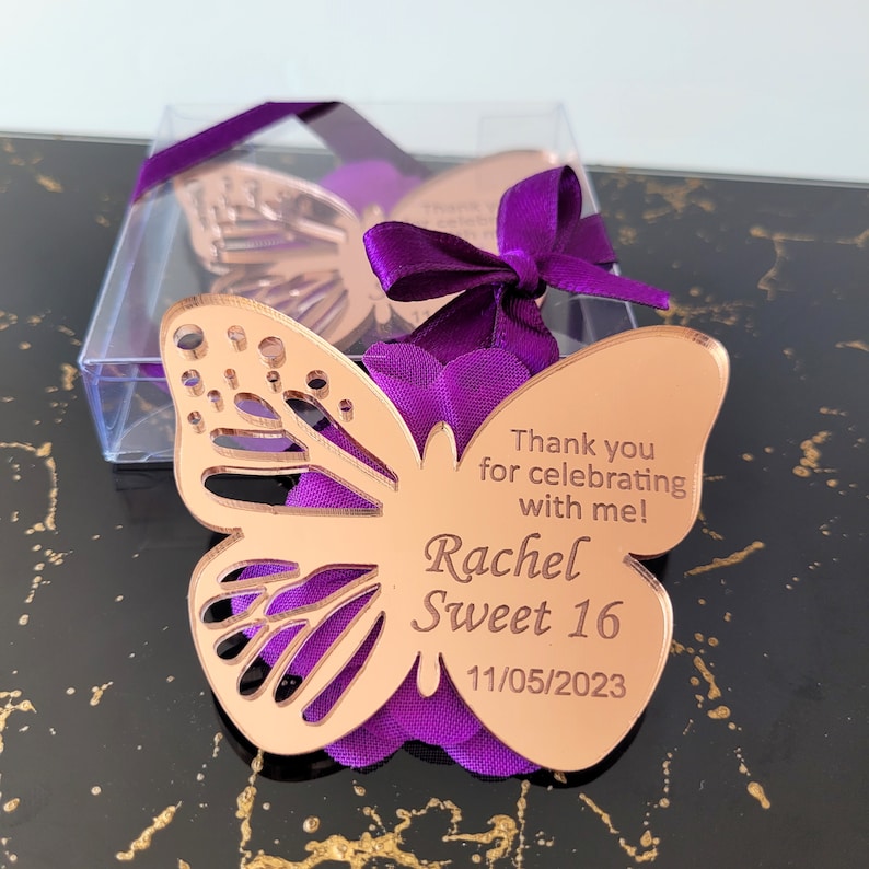 Custom Sweet 16 Birthday Favor, Acrylic Butterfly Personalized