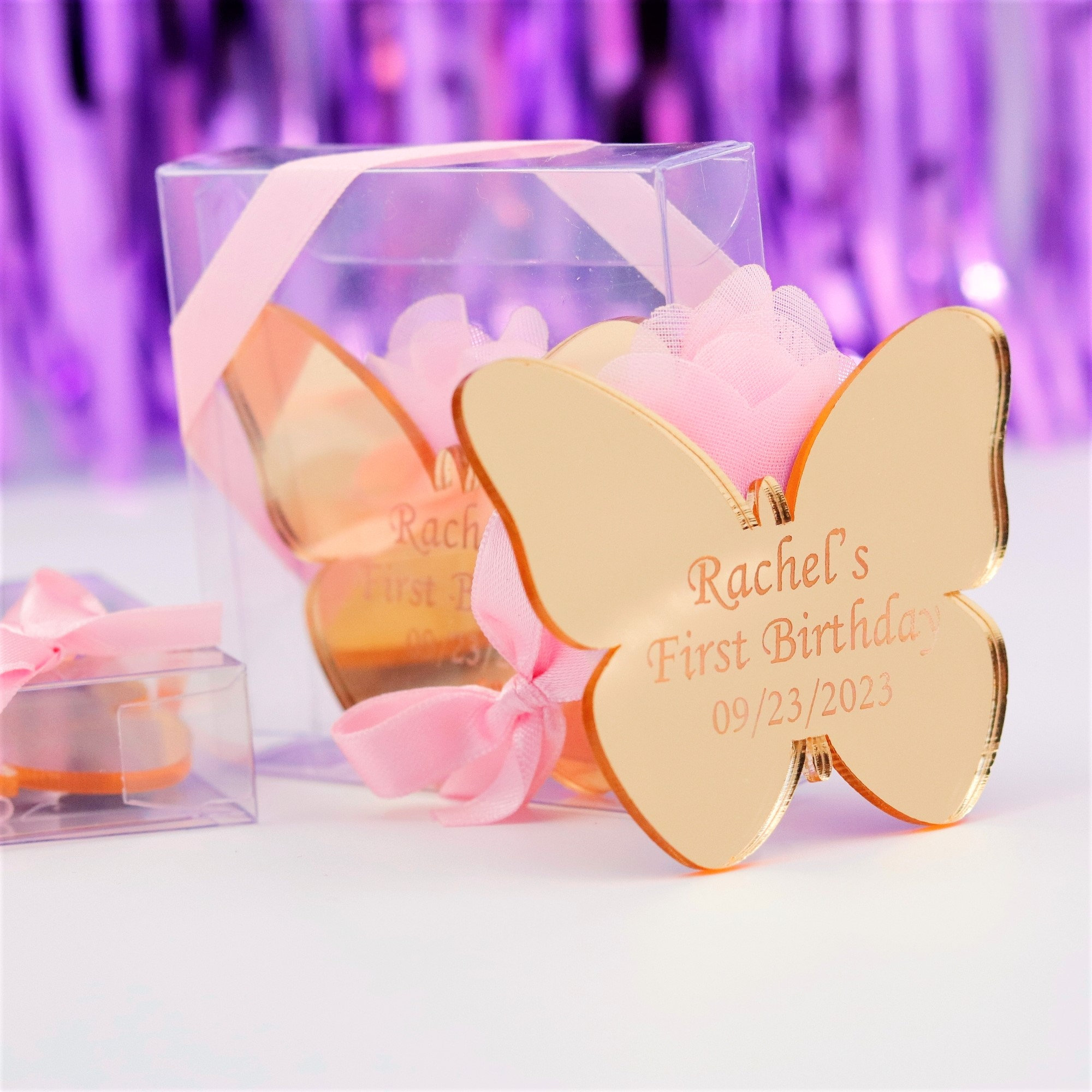 Butterfly Mirror Magnet, Birthday Favor for Girl, Baby Shower Favor, Custom Party Gift, First Birthday, Personalized Party Favor, Bulk Favor