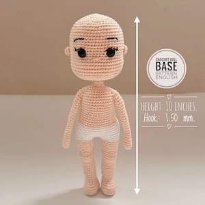 Patrón base para muñeca amigurumi de crochet: Cuerpo de muñeca de 25 a 30 cm (PDF)