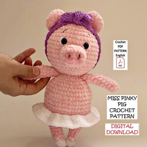 Pig Crochet Pattern, Amigurumi Ballerina Pig Pattern, Cute Pig Plushie Pattern English, Farm Animal Crochet Pattern, Piggy Crochet Tutorial