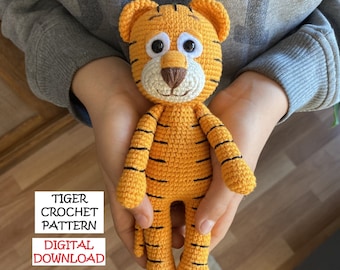 Crochet Tiger Amigurumi Pattern: DIY Stuffed Animal Toy (PDF)