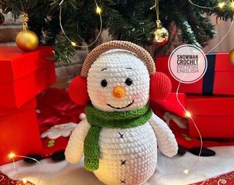 Crochet Snowman Pattern: Amigurumi Plushie, Christmas Ornament (PDF Pattern), Tutorial