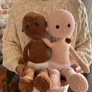 No Sew Crochet Doll Base Pattern – Amigurumi Raggy Doll 18 Inch with Chenille Yarn, Large Rag Doll Body (PDF Pattern English)