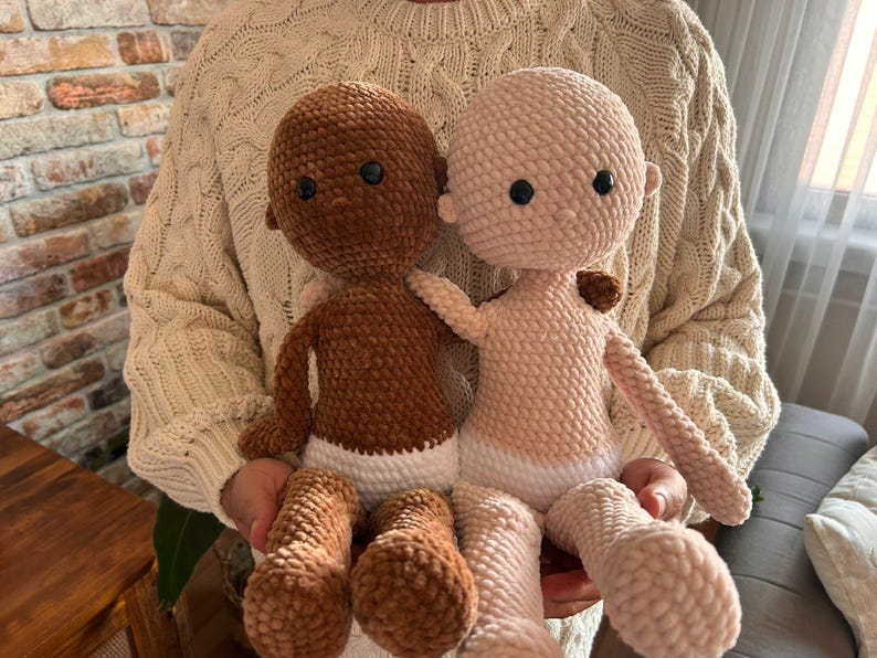 No Sew Crochet Doll Base Pattern – Amigurumi Raggy Doll 18 Inch with Chenille Yarn, Large Rag Doll Body (PDF Pattern English)