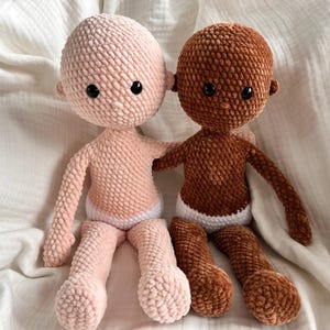 No Sew Crochet Doll Base Pattern – Amigurumi Raggy Doll 18 Inch with Chenille Yarn, Large Rag Doll Body (PDF Pattern English)