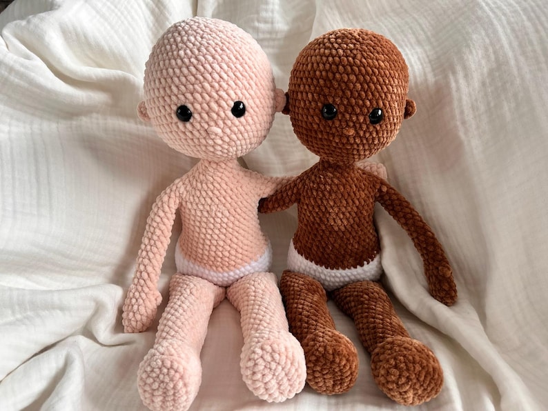 No Sew Crochet Doll Base Pattern – Amigurumi Raggy Doll 18 Inch with Chenille Yarn, Large Rag Doll Body (PDF Pattern English)