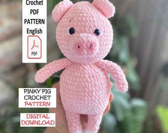 Pig Crochet Pattern, Amigurumi Piggy PDF (English)