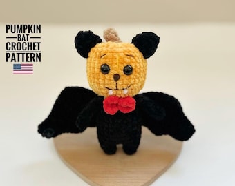 Halloween Amigurumi Bat Crochet Pattern: Pumpkin Bat Tutorial (PDF)