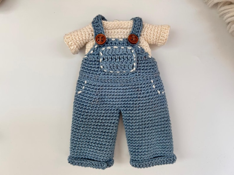 crochet doll denim overalls pattern