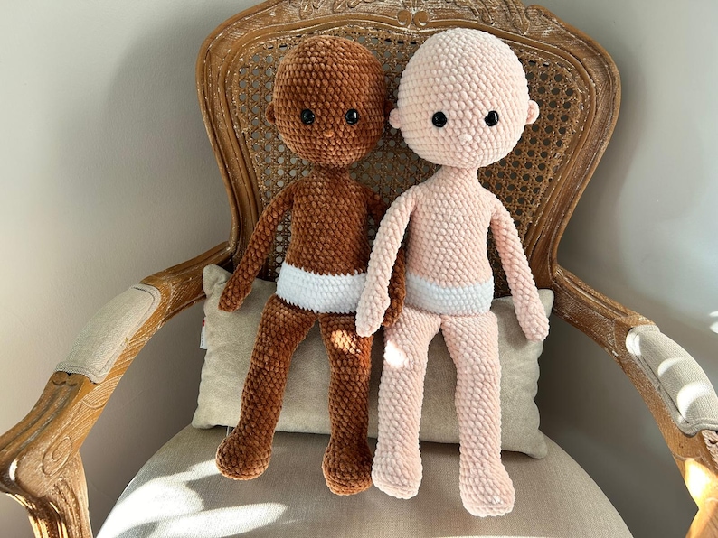 No Sew Crochet Doll Base Pattern – Amigurumi Raggy Doll 18 Inch with Chenille Yarn, Large Rag Doll Body (PDF Pattern English)