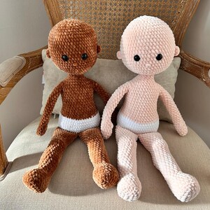 No Sew Crochet Doll Base Pattern – Amigurumi Raggy Doll 18 Inch with Chenille Yarn, Large Rag Doll Body (PDF Pattern English)