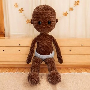 No Sew Crochet Doll Base Pattern – Amigurumi Raggy Doll 18 Inch with Chenille Yarn, Large Rag Doll Body (PDF Pattern English)