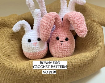 Modèles d'oeufs de lapin de Pâques au crochet 2 en 1, sans couture, motif au crochet lapin rose Amigurumi de Pâques, décoration de lapin de Pâques, modèle en anglais, PDF