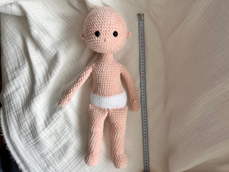 No Sew Crochet Doll Base Pattern – Amigurumi Raggy Doll 18 Inch with Chenille Yarn, Large Rag Doll Body (PDF Pattern English)