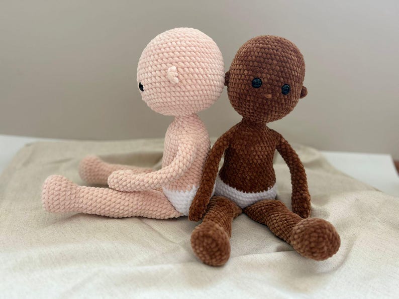 No Sew Crochet Doll Base Pattern – Amigurumi Raggy Doll 18 Inch with Chenille Yarn, Large Rag Doll Body (PDF Pattern English)