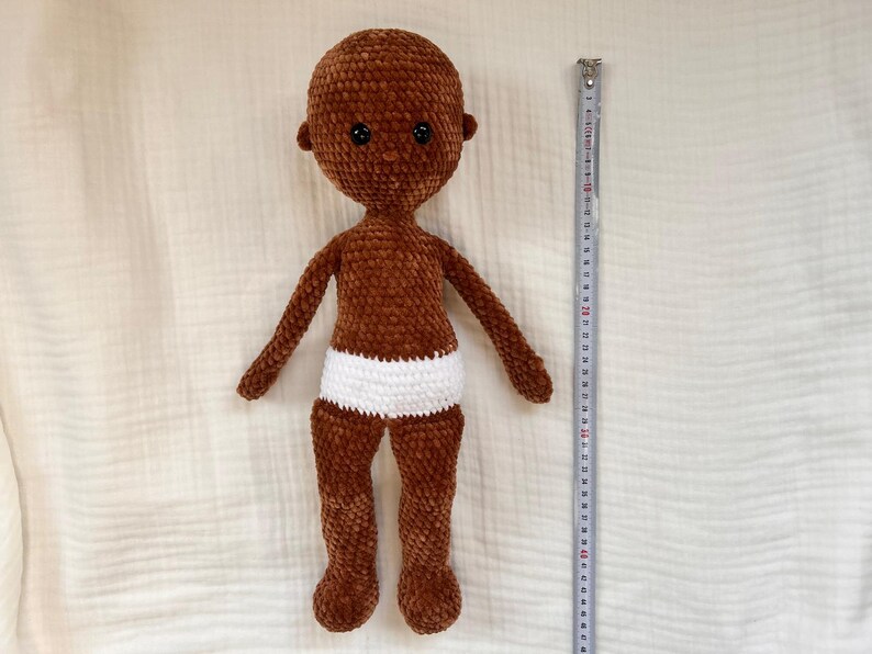 No Sew Crochet Doll Base Pattern – Amigurumi Raggy Doll 18 Inch with Chenille Yarn, Large Rag Doll Body (PDF Pattern English)