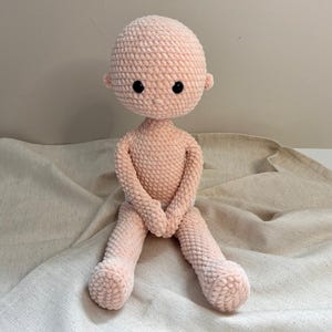 No Sew Crochet Doll Base Pattern – Amigurumi Raggy Doll 18 Inch with Chenille Yarn, Large Rag Doll Body (PDF Pattern English)