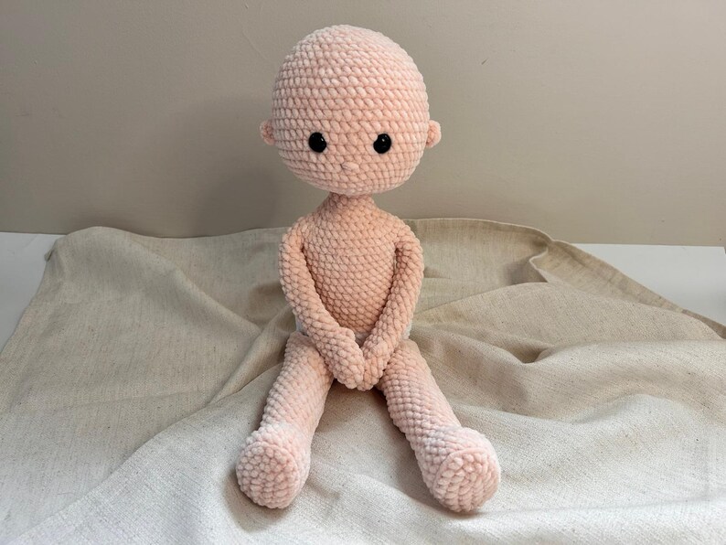 No Sew Crochet Doll Base Pattern – Amigurumi Raggy Doll 18 Inch with Chenille Yarn, Large Rag Doll Body (PDF Pattern English)