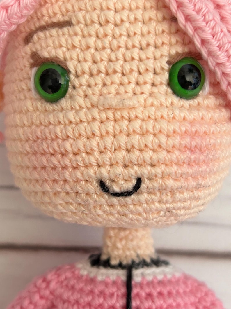 Crochet Girl Doll Pattern: Amigurumi Pink Hair Doll with Jacket and Pants (PDF Tutorial)