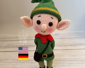 Christmas Elf Crochet Pattern: Amigurumi Gnome Ornament (PDF Pattern, English/Deutsche)