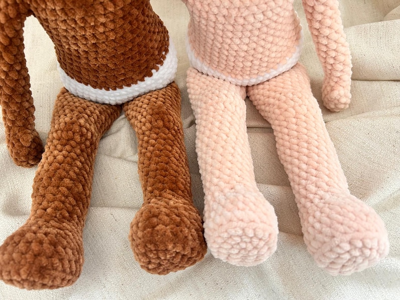 No Sew Crochet Doll Base Pattern – Amigurumi Raggy Doll 18 Inch with Chenille Yarn, Large Rag Doll Body (PDF Pattern English)