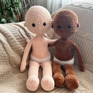 No Sew Crochet Doll Base Pattern – Amigurumi Raggy Doll 18 Inch with Chenille Yarn, Large Rag Doll Body (PDF Pattern English)