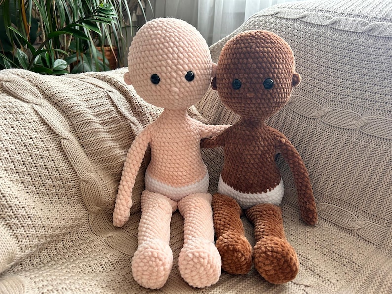 No Sew Crochet Doll Base Pattern – Amigurumi Raggy Doll 18 Inch with Chenille Yarn, Large Rag Doll Body (PDF Pattern English)