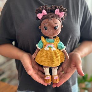 Afro puff hair crochet doll pattern