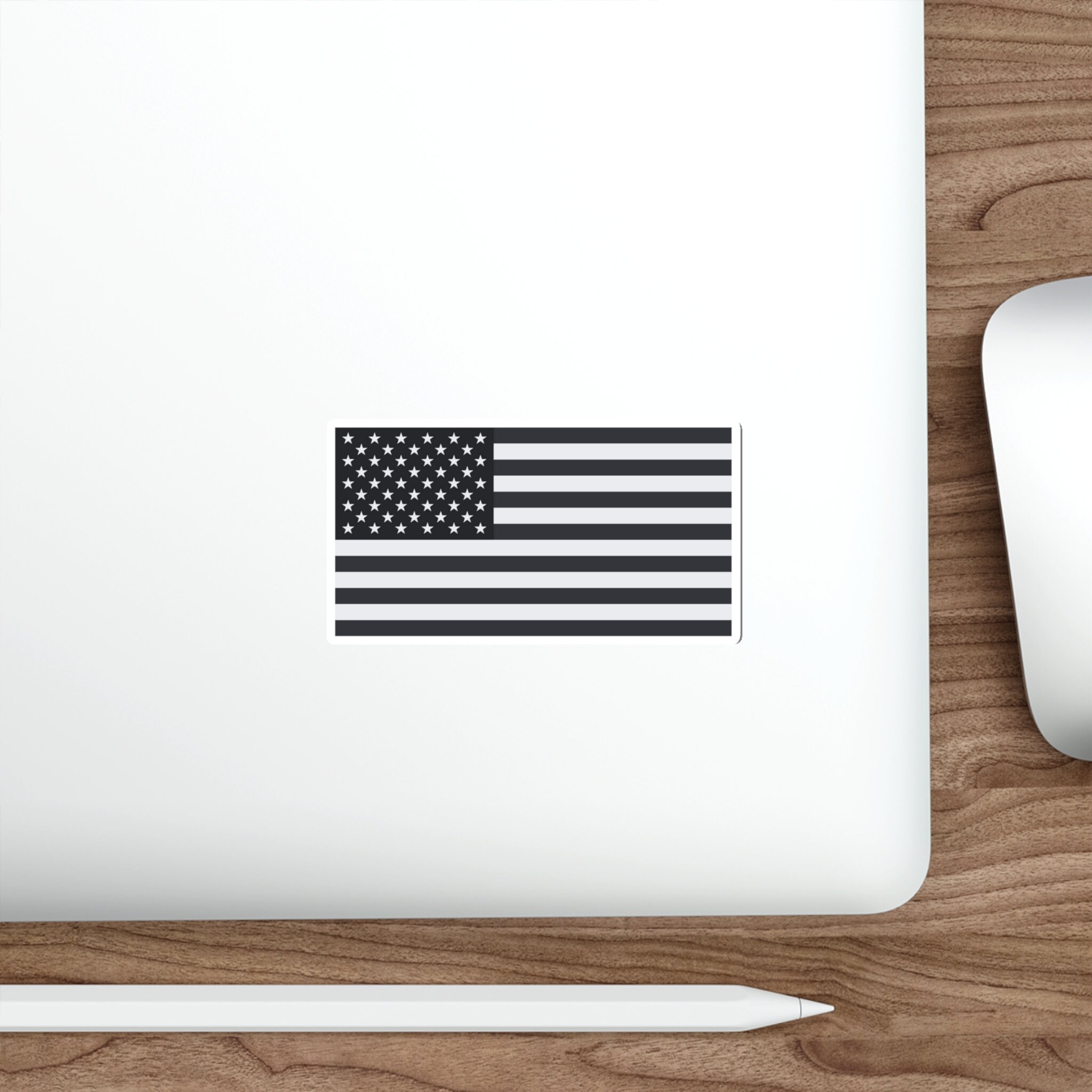Diecut Black and White American Flag Sticker Etsy