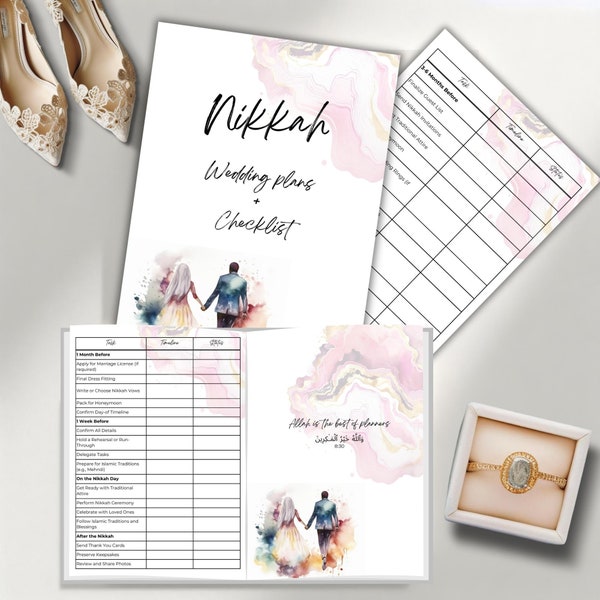 Muslim Wedding Checklist, Nikkah Planner, Editable Template, Islamic Walima Fatiha, INSTANT DOWNLOAD, Ceremony Planning, Itinerary Printable