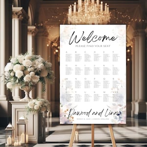 Muslim Wedding Welcome Sign, Watercolor Pastel, Nikkah Seating Arrangement, Editable Template, INSTANT DOWNLOAD, DIY Seating Plan Printable