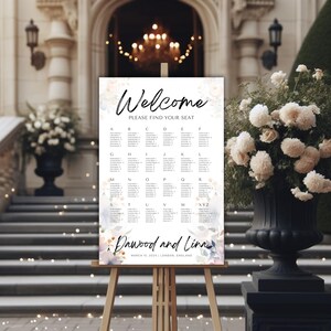 Muslim Wedding Welcome Sign, Watercolor Pastel, Nikkah Seating Arrangement, Editable Template, INSTANT DOWNLOAD, DIY Seating Plan Printable