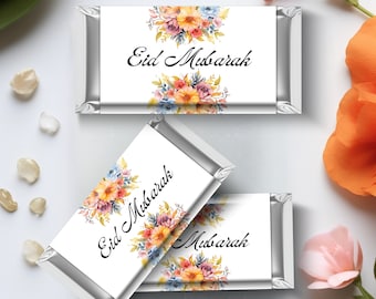 Emballages de chocolat Eid Mubarak, TÉLÉCHARGEMENT IMMÉDIAT, décoration bricolage Aïd ul Adha, cadeaux imprimables pour l'Aïd, barre chocolatée décoration musulmane PPCH030
