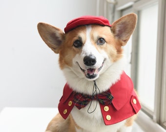 Pet Hat, Dog Cat, Flat Cap Red Khaki