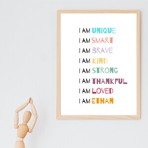 Custom name print, custom name affirmation print, Kids Positive Affirmation, Mindfulness, self-confidence print, self-love, nursery decor,