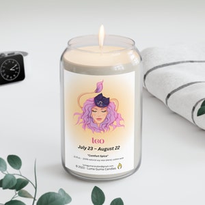 Löwe Kerze, duftende natürliche Soja, Horoskop Sternzeichen Astrologie Geburtstagsgeschenk - 13.75oz
