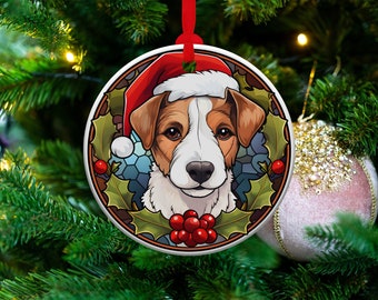Jack Russell Terrier Christmas Ornament Stained Glass Dog Ornament