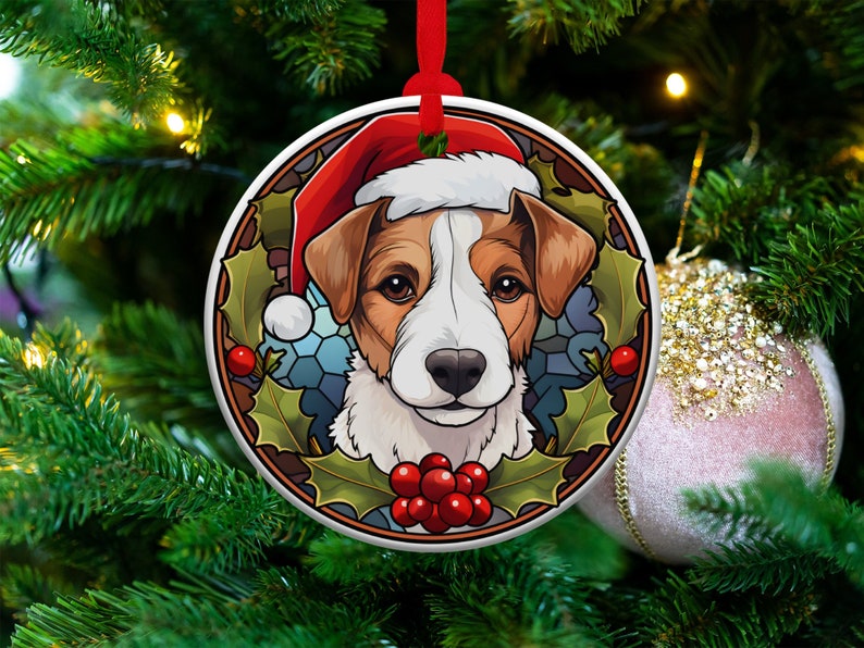 Jack Russell Terrier Christmas Ornament Stained Glass Dog Ornament