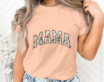 Camiseta floral de mamá, regalo del Día de la Madre, camiseta de mujer con flores de primavera, camisa tipográfica de guión elegante, día de las madres, sudadera de mamá