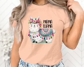 Linda camiseta de llama con colorido diseño floral y borla, regalo perfecto para los amantes de los animales, regalo del día de las madres, sudadera de mamá