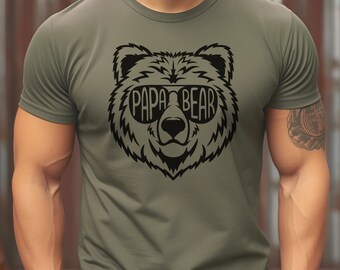 T-shirt papa ours, cadeau fête des pères, t-shirt graphique pour homme, tenue de famille, chemise pour papa