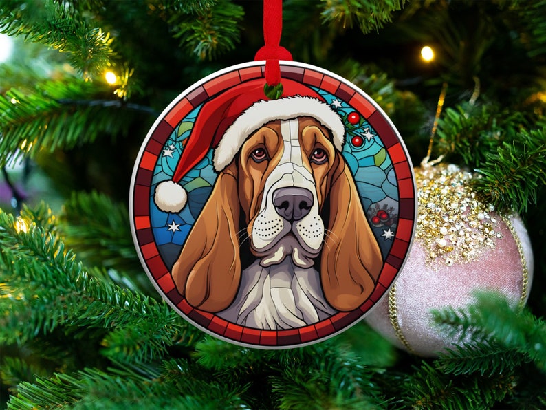 Basset Hound Christmas Ornament Stained Glass Dog Ornament Christmas