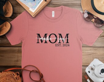 Mamá nombres personalizados camisa, sudadera, mamá personalizada Mimi Gigi tía camisa día de la madre, regalo para mamá, regalo del día de las madres, camisa del día de San Valentín
