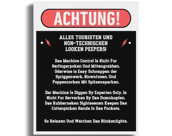 Arte de pared con imágenes humorísticas para fanáticos de la informática - Achtung! Advertencia: No toques la computadora, humor hacker, estilo alemán, arte de pared nerd