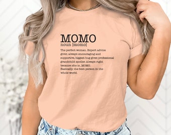 T-shirt définition MOMO, cadeau parfait pour les grands-mères, t-shirt familial amusant, chemise unique pour grand-mère, sweat-shirt pour maman