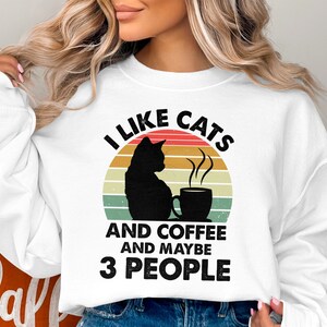 Katzen, Kaffee & 3 Personen T-Shirt: Lustiges Katzenliebhaber Grafik-T-Shirt