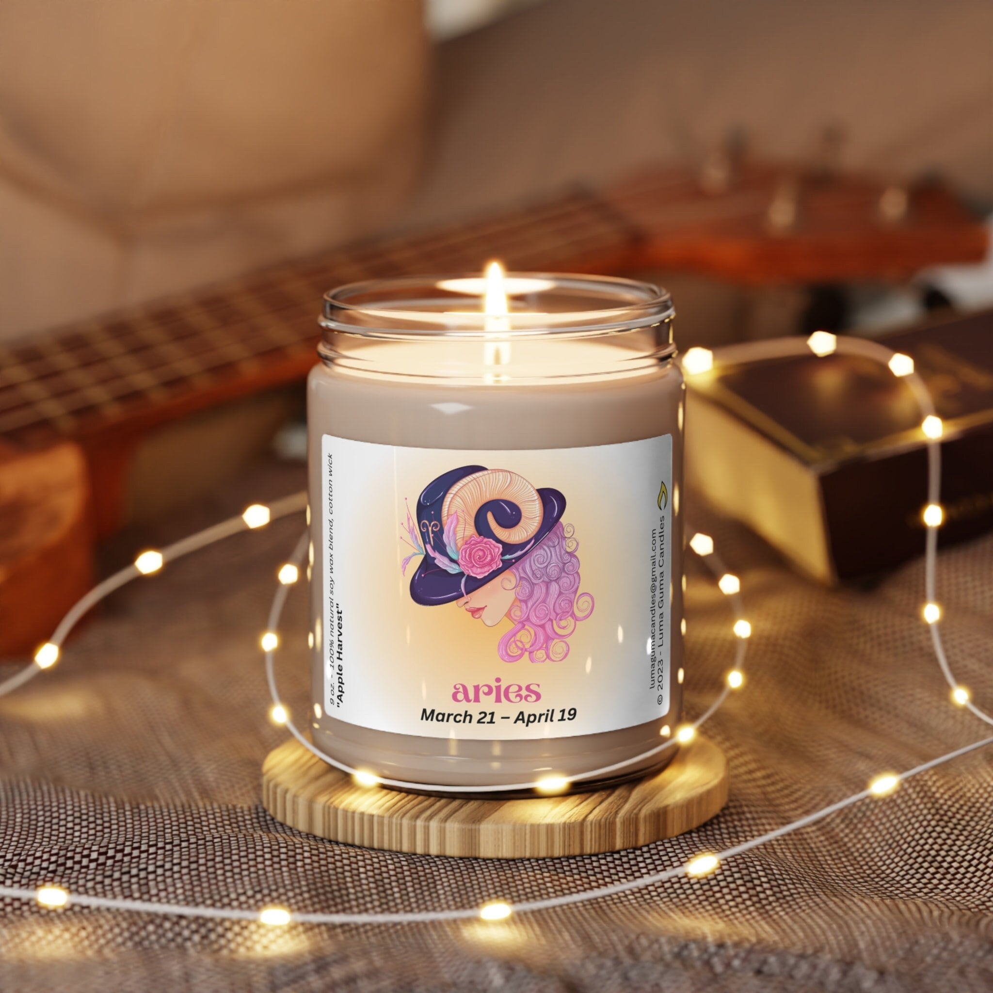 Aries Candle, Scented Natural Soy, Horoscope Zodiac Astrology Birthday Gift - 9oz