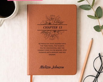 13th Birthday Gift for Girl • Personalized Leather Journal • Custom Notebook • Unique Keepsake for Her